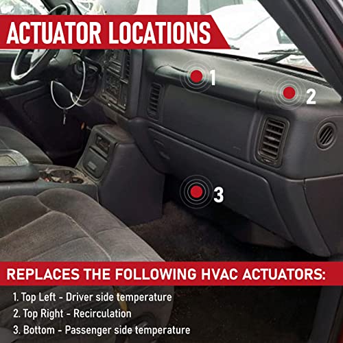 Image of HVAC Blend Door Actuator - Compatible with Chevrolet & GMC 1994-2012 - Silverado, Tahoe & Sierra - Driver & Passenger Side Temperature Control Air Actuator - Replaces 89018365, 604-106, 52402588