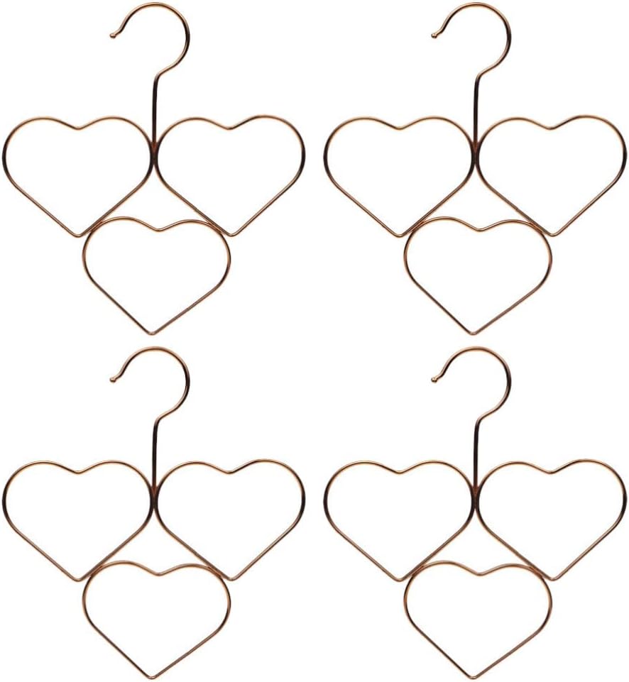 DOITOOL 4pcs Heart Scarf and Tie Hanger Modern Clothes Organizer for Scarves Ties and Accessories Non- Design for Home and Closet Use
