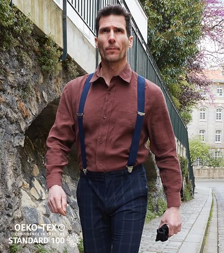 Image of PIERROT Men's Suspenders - One Size Adjustable and Elastic Suspenders for Men Trousers Heavy Duty with 4 Very Strong Clips