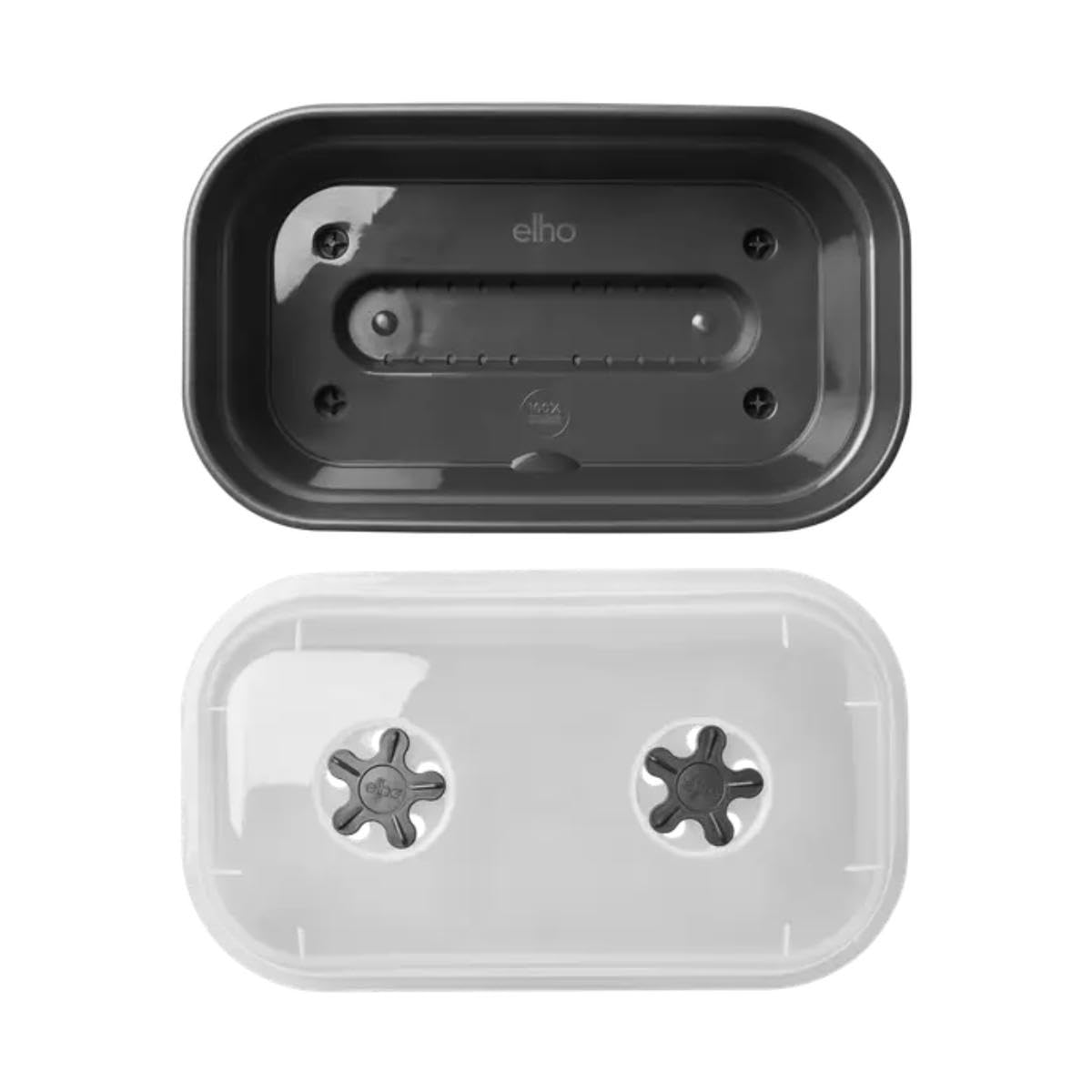 Elho Green Basics Plateau De Culture Allin 1 L Jardinière - Living Noir | L 23 x W 39 x H 15.2 cm | Soucoupe Intégrée | Plastique 100% recyclé
