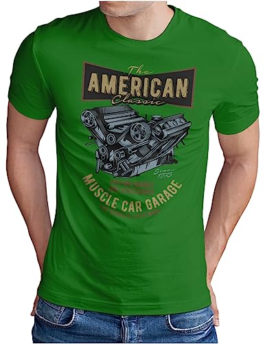 T-shirt Homme Engine Muscle Car American OM3 Vert S-5XL