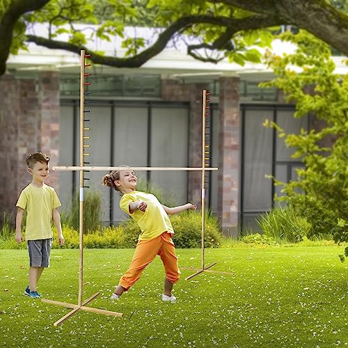VORVIL Hawaiian Limbo Game for Kids and Adults with Wooden Frame, Stick and Pegs, Carry Bag, and Wood Paint Markers for Party, Luau, Tailgating, and Backyard Play - Thumbnail 6