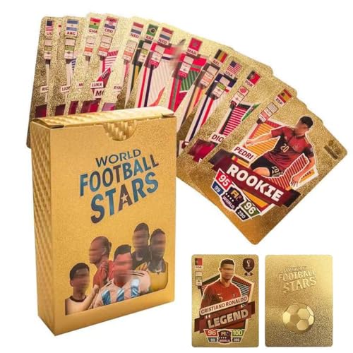 55 tarjetas de fútbol doradas, tarjetas de la Copa Mundial 2025, tarjetas doradas para aficionados y coleccionistas, tarjetas de la Eurocopa 2025