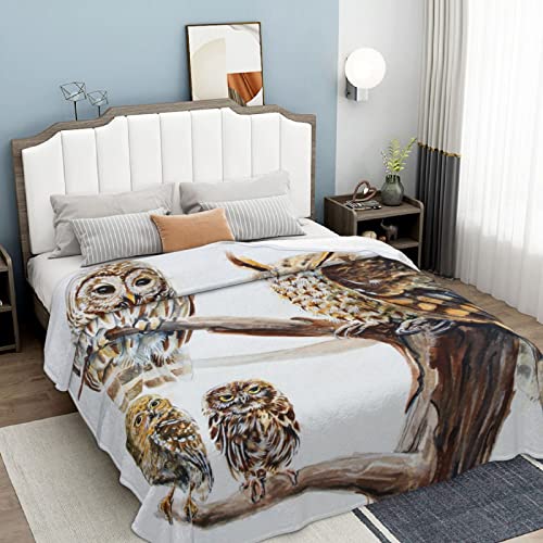 Owl Soft Throw Blanket All Season Microplush Thick Warm Blankets Tufted Fuzzy Flannel Throws Blanket For Bed Sofa Couch 50"X40" #TOP4