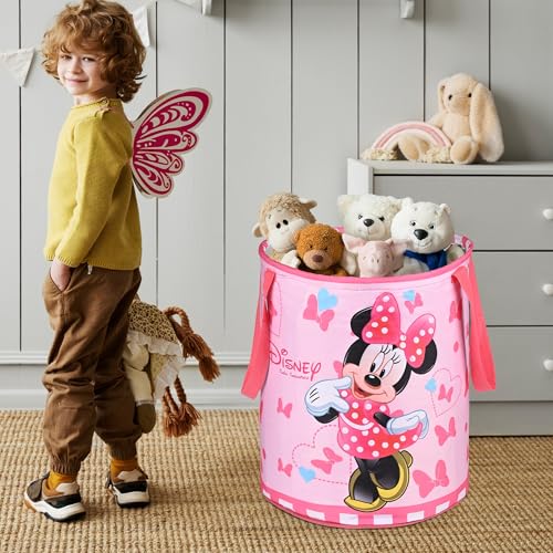 Image of Urbane Home Pack of 3 Foldable Dirty Clothes 45L Laundry Basket With Handles | Baby Unwashed Dress Bin /Storage Box | Disney Minnie - Pink