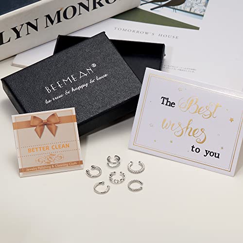 6Pcs Ear Cuff Earrings For Women Non Piercing Helix Cartilage Clip On Earrings 14K Gold Plated Cuff Earrings Adjustable Gold Silver Cuffs Earrings Gifts For Daily Holiday(Silver) #TOP6