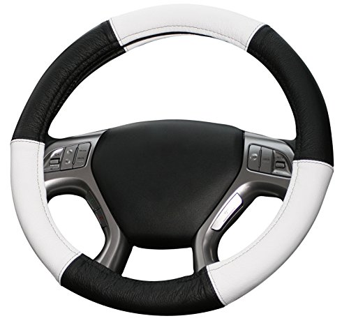 Vertrieb durch Preiswert & Gut  Funda para volante (Piel, Universal, Color blanco y negro