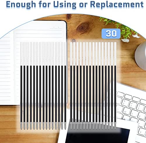 30 Pcs Retractable Pen Refills, 0.7 Retractable Refill, Retractable Pen Ink Refills Black Pen Ink Refill with Smooth Writing Replaceable Ballpoint Pen Refills, 0.7 mm