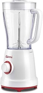 Girmi FR46 Frullatore Elettrico, 1.5 Litri, 2 velocità con Pulse, 4 lame Inox, Tappo dosatore, Dispositivo di sicurezza, Bianco/Rosso