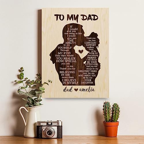Bohva Fathers Day Personalized Gifts For Dad From Daughter, To My Dad Custom Wall Art With Name Print On Wood Customized Birthday Gifts Ideas Home Decor #TOP5