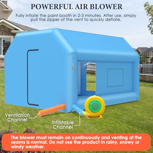 12.5 x 10 x 8 FT Inflatable Paint Booth Portable Paint Booth Spray Paint Tent with Air Filter System & Blower for DIY Spray Car Truck Motorcycle Garage Auto Part Painting