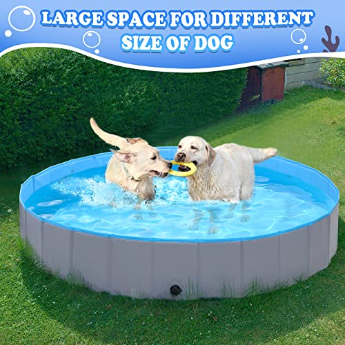 Dog Pool For Large Dogs 48"X12" Jecoo Kiddie Pool Hard Plastic Foldable Dog Bathing Tub Portable Outside Kids Swimming Pool For Pets And Dogs #TOP3