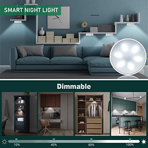 LED-Closet-Lights-Wireless-Motion-Sensor-Puck-Light-Newest-Version-USB-Rechargeable-Dimmer-Step-Light-with-Remote-Night-Safe-Lighting-for-Under-Cabinet-Counter-Kitchen-Hallway-Stairs-6-Pack