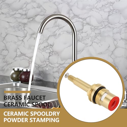 LT Easiyl BSP 1/2 Zoll Rotmessing-Duschbad-Wasserhahn-Ventilkartusche Vierteldrehung 20 Zähne Keramik-Wasserhahnkartusche für Küchen Badezimmer Waschräume (zum Öffnen Gegen Den Uhrzeigersinn)