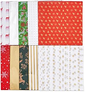 THE TWIDDLERS - 150 Christmas Tissue Paper Sheets in Assorted Colourful Festive Designs Gift Wrapping for Xmas Party Presents - 50cm x 50cm