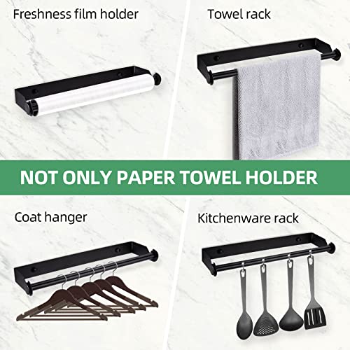 Pedoruby - Under Cabinet Paper Towel Holder For Kitchen, Sus-304 Stainless Steel Wall Mount Paper Roll Holder With Self-Adhesive Or Screw Mounting Option, Pantry Or Cabinet Organizer. (Black) #TOP3