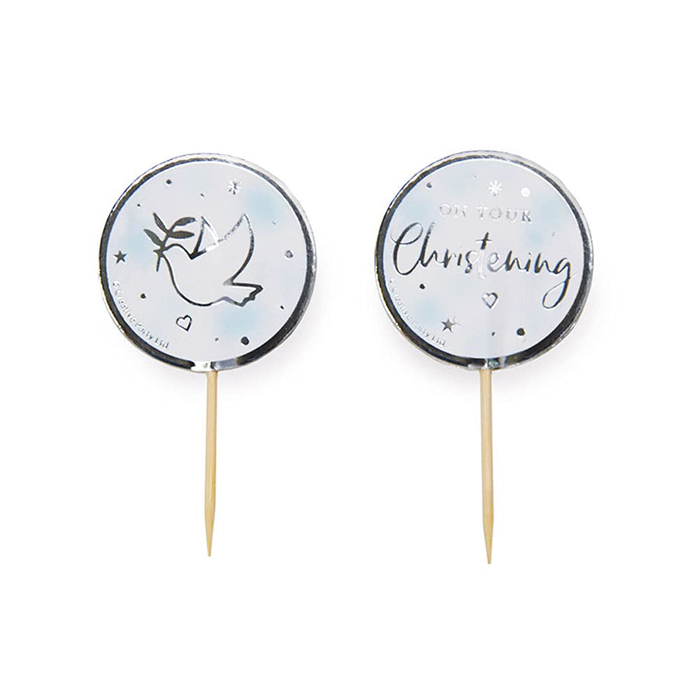 Anniversary House Blue On Your Christening Cupcake Toppers