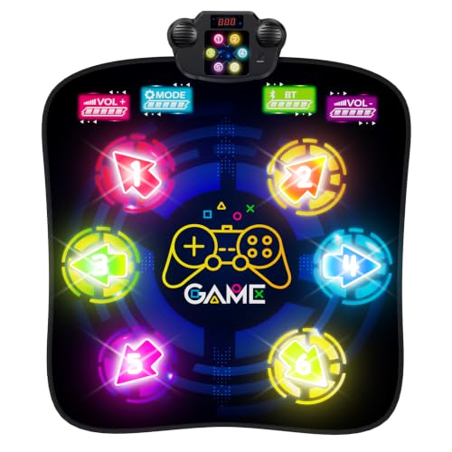 LZFYMXOK Dance Mat, Rhythm Step Dancing Challenge Playmat with 6 LED Lights-up, Built-in Music & Bluetooth, Electronic Dance Mat with 5 Game Modes, Birthday Gifts Toys for Girls Age 3-12 Year Old