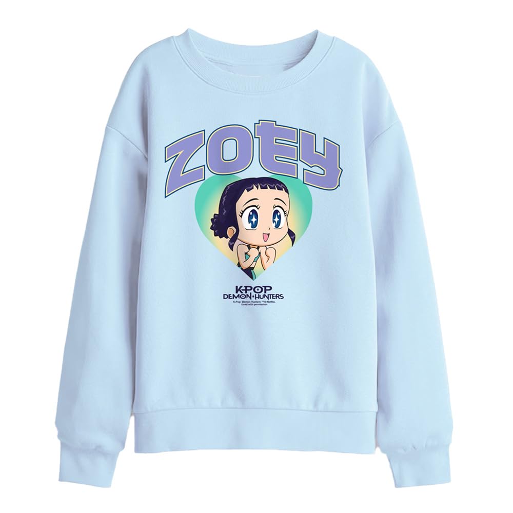 Kpop Demon Hunters - Huntrix Zoey Collegic Kids Sweatshirt, Light Blue, 5-6