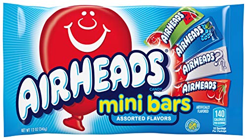 AirHeads Mini Bars Variety Candy, Assorted Fruit, Individually Wrapped, Non Melting, 12 Ounce