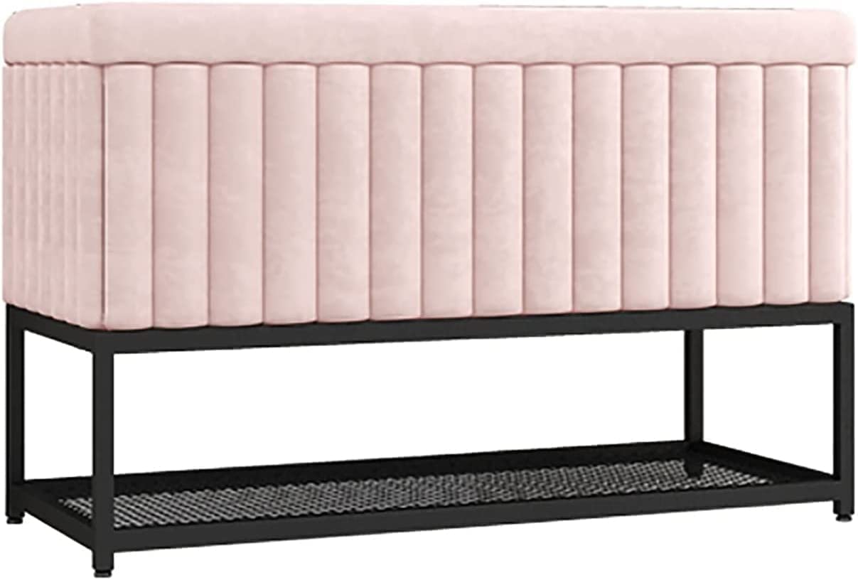 Meuble étagère en métal et banc de rangement de chaussures moderne avec assise rembourrée