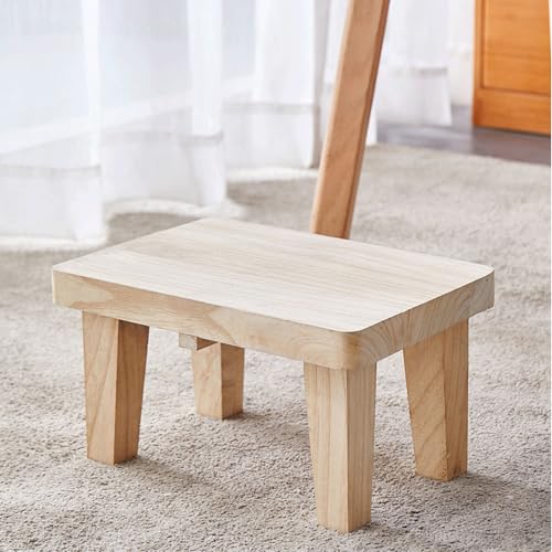 TEMIREN Banqueta de madeira Tung com almofadas de borracha antiderrapantes para banquinho pequeno no