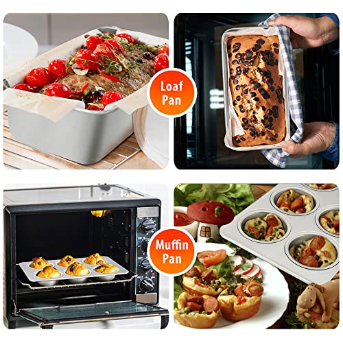 Teamfar Bakeware, Stainless Steel Bakeware Sets With Lids, Baking Sheet With Rack, Toaster Oven Pan & Pizza Pan, Lasagna Pan With Lids, Square & Round Cake Pan With Lids, Muffin & Loaf Pan, Healthy #TOP5