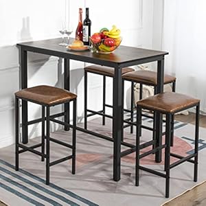 Buybyroom Bartisch-Set Vintagebraun-Schwarz 5-teilig