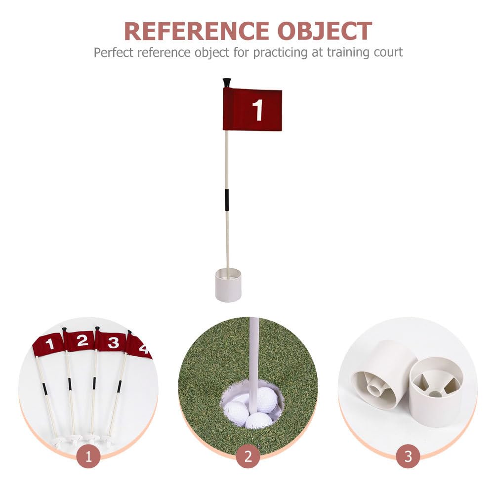 BESPORTBLE Golf-Flaggenstab, Golfflaggenstäbchen mit Bechern, Golf-Pin-Flaggenloch-Set, Grüne Flaggen und Stangen, Nummerierte Golfflaggen für Driving Range Hinterhof, 83cm