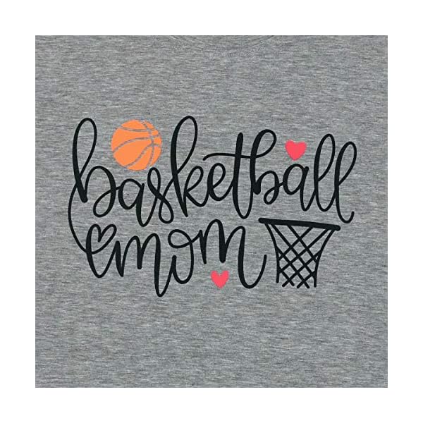 Basketball-Mom-T-Shirt-Women-Letter-Print-Tee-Funny-Heart-Hoop-Graphic-Mom-Shirts-Casual-Short-Sleeve-Tops Basketball Mom T Shirt Women Letter Print Tee Funny Heart Hoop Graphic Mom Shirts Casual Short Sleeve Tops Grey