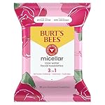 Burt's Bees, Rose Water Face Wipes, for All Skin Types, Hydrating Micellar Makeup Remover & Facial Cleansing Towelettes, 30 Count (1 Pack)