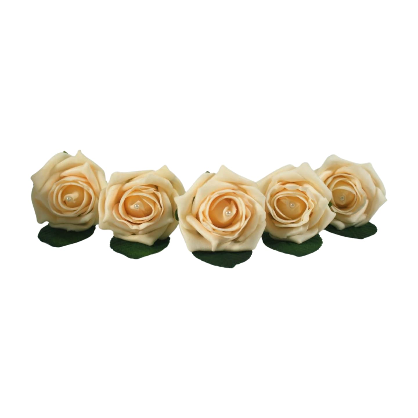 Shimmer-hj 5 Corn Silk Handmade Rose Buttonholes with Pearl - Artificial Flower Boutonniere & Corsage for Weddings, Proms, Bride, Groom, Bridesmaid & Guests โ image 1