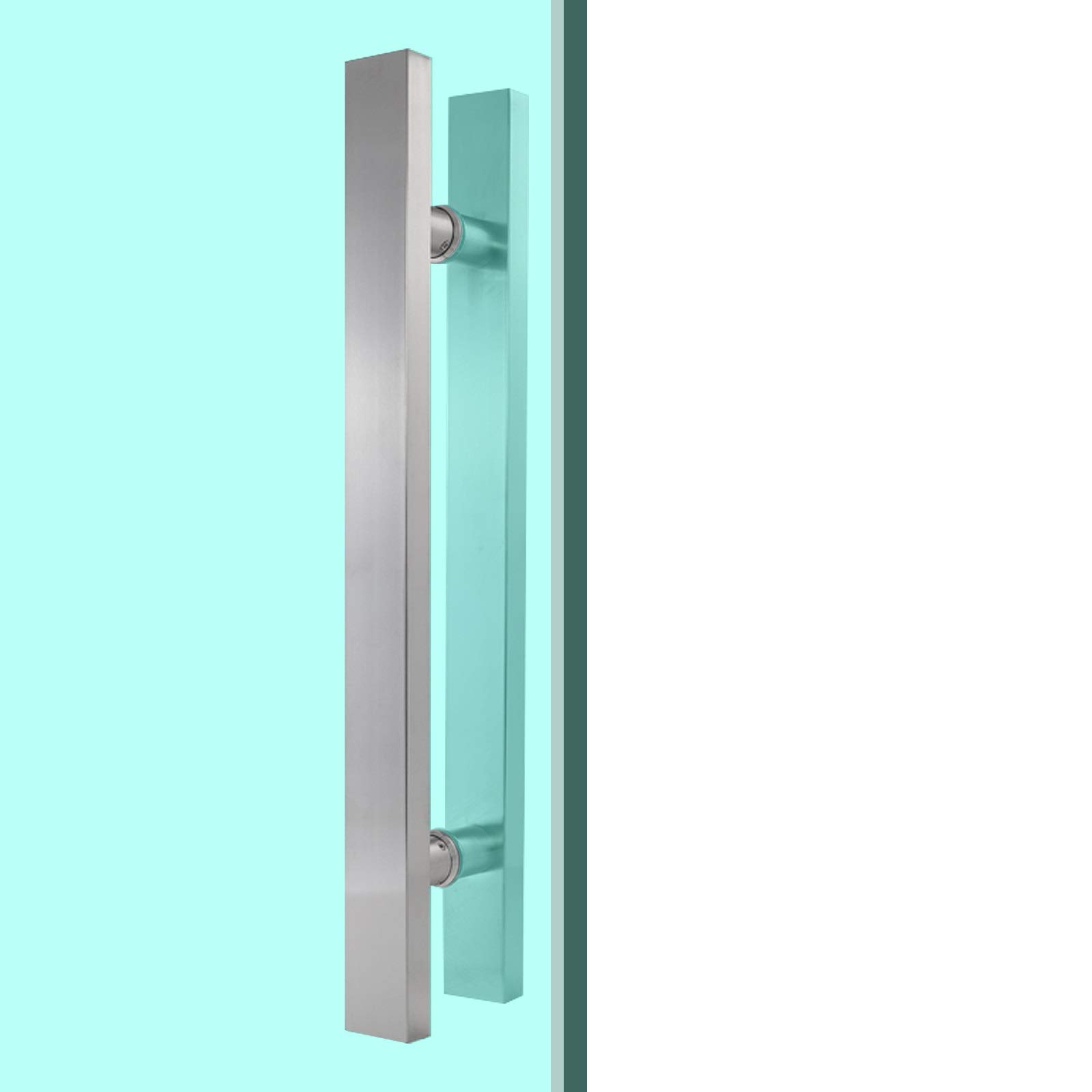 Poignée de porte commerciale robuste en inox brossé pour entrées en bois et verre de bureau