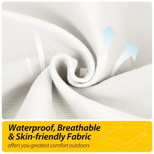 Image of AAAAAcessories Outdoor Seat Cushions for Chairs, Fade-Resistant, Waterproof Patio Furniture Replacement Cushions, 25.5 inch x 25.5 inch x 5 inch + 25.5 inch x 13.5 inch, Set of 2, Linen White