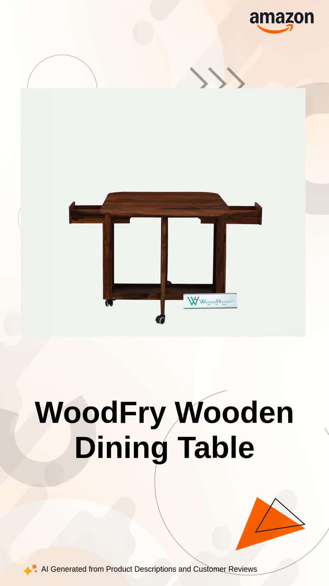 WoodFry Wooden Dining Table 4 Seater | Four Seater | Foldable