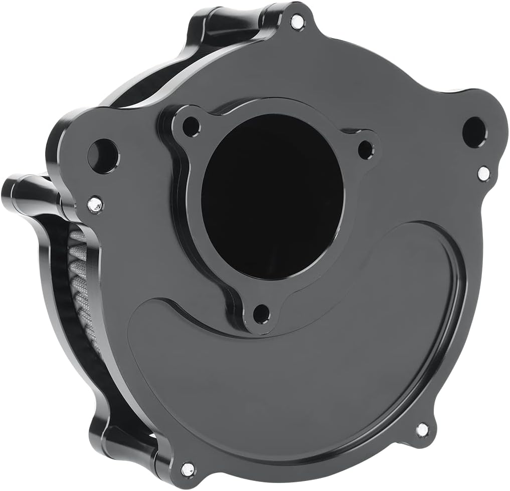 Skull Style Motorcycle Air Cleaner Kit Fit For Harley Touring Softail M8 2017-2024 CNC Aluminum High Flow Air Filter Replaceable Washable Filter Element (Black)