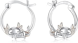 ONEFINITY Orecchini A Cerchio Axolotl In Argento Sterling 925: Gioielli Carini Animali Per Donne, Regalo Unico