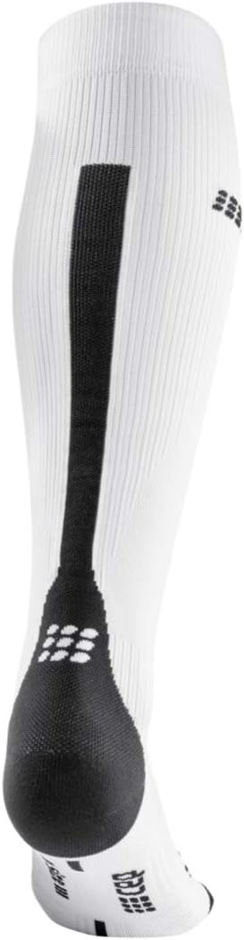 CEP Women's Compression Run Socks, Tall Socks, 3.0, White/Dark Grey II