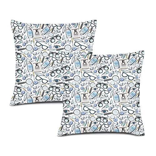 45 cm x 45 cm occhi grafico quadrato, lente optometrica sparsa, federa decorativa quadrata in tessuto felpato, multicolore