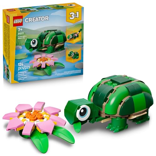 LEGO Creator 3 in 1 Turtle with a Water Lily Flower Building Toy for Girls & Boys - Kids...