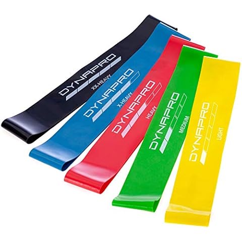 DYNAPRO Resistance Bands - Mini Precision Loop Exercise Bands | (5 resistance levels) | (Black-Blue-Red-Green-Yellow) with E-Quickstart Workout Guide For Home or Gym Cover