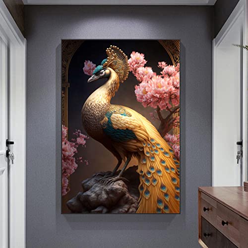 Toile art paon affiche KEBIA 60x80cm sans cadre pour grand mur salon vide