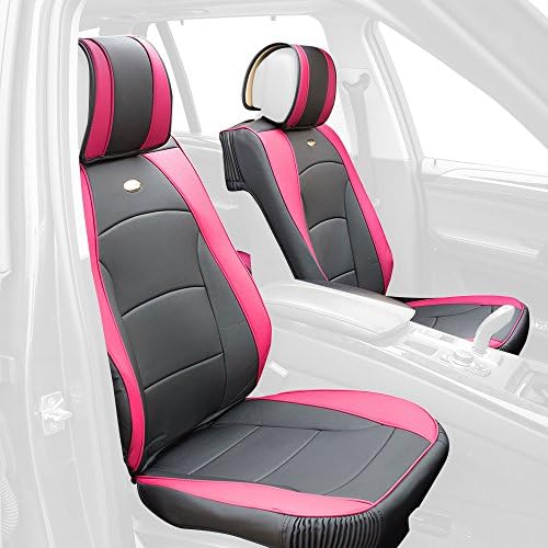 FH Group Car Seat Covers Front Set Pink Faux Leather Seat Cushions - Car Seat Covers for Low Back Seat, Universal Fit, Automotive Seat Covers, Airbag Compatible Car Seat Cover for SUV, Sedan, Van