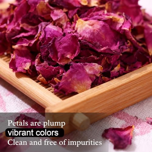 Dried Rose Petals - 7.05oz/200g, Food-Grade Edible Rose Petals, Dried Flower Petals for Tea, Baking, Flower Sprinkles & Wedding Cakes, Gourmet Cooking, Dessert Decoration, DIY Bath Salts