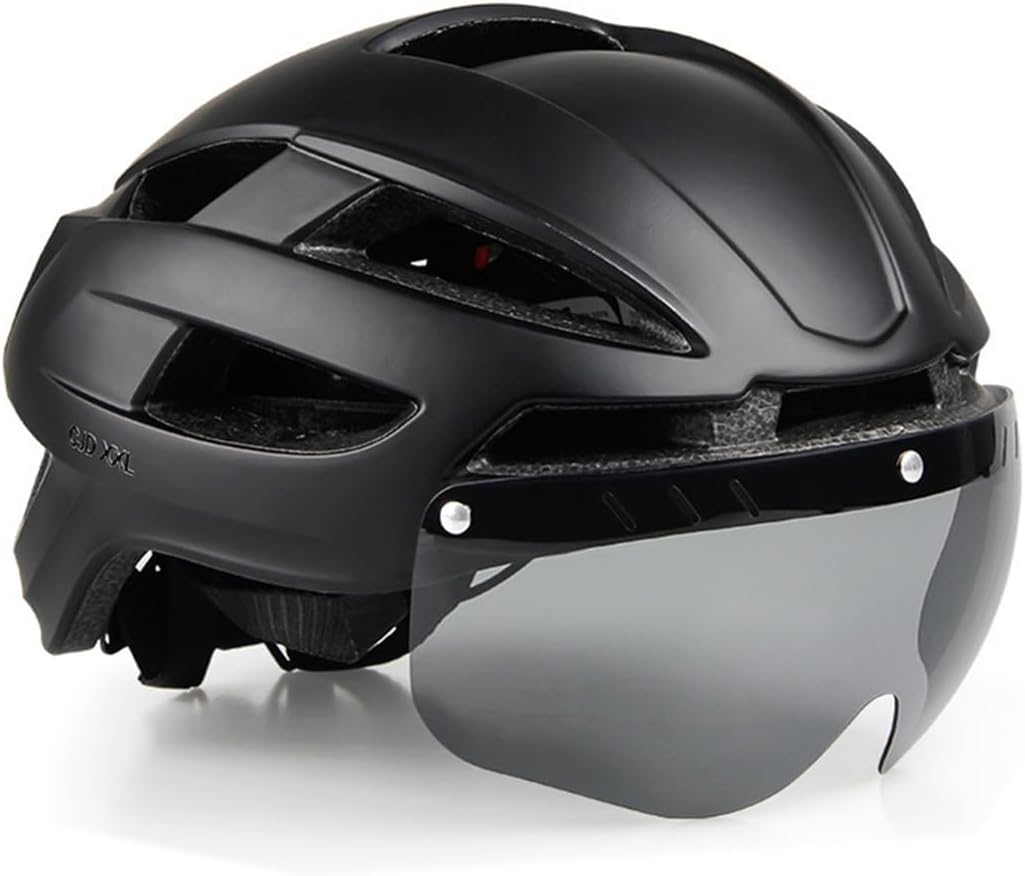 自転車 ヘルメット 大人 大きめ 58-65cm 特大 大きいサイズ サイクルヘルメット 軽量 18ベント 磁気ゴーグル LEDライト付き XXL