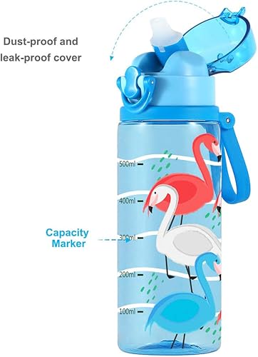 Miniatura 4 de Home Tune Bonita botella de agua para la escuela, niños, niñas, sin BPA, a prueba de fugas, fácil de limpiar, 24 onzas, tiburón