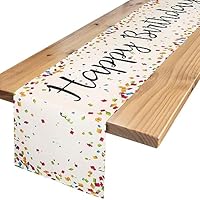 Tischläufer Birthday Tischläufer Geburtstag Weiß Leinentischläufer 40x140 Alles Gute Zum Geburtstag Tischläufer Feiern Geburtstagsfeier Tischdekoration mit Bunt Blinkenden Geschredderten Stücken