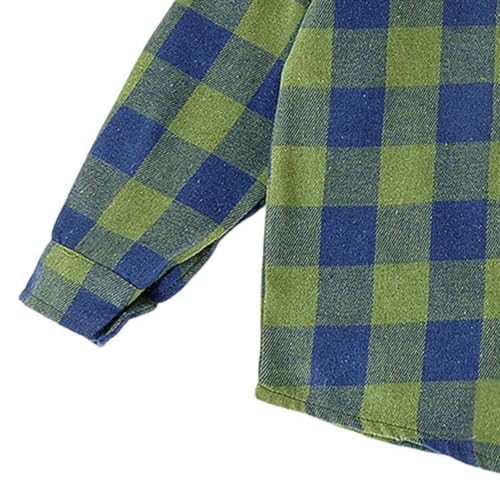 Boys Long Sleeve Plaid Flannel Shirts with Chest Pocket Green - image 7