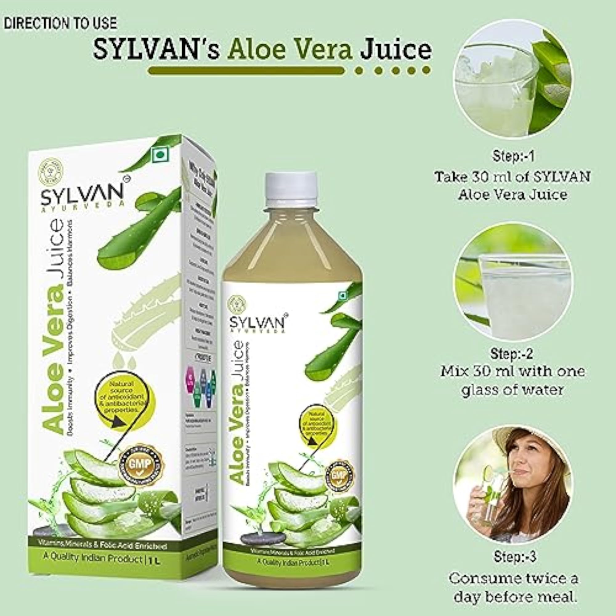 Sylvan Wheatgrass Juice and Aloe Vera Juice Combo - 2L
