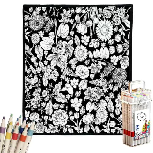 Couverture à colorier DIY avec 24 feutres lavables pour loisirs créatifs